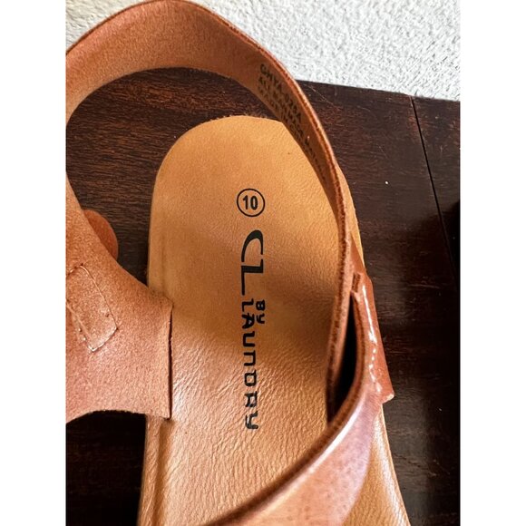 CL By Laundry GHYA Platform Sandals Womens Sz 10 Tan Vegan Buckle Strap Open Toe - Picture 9 of 14